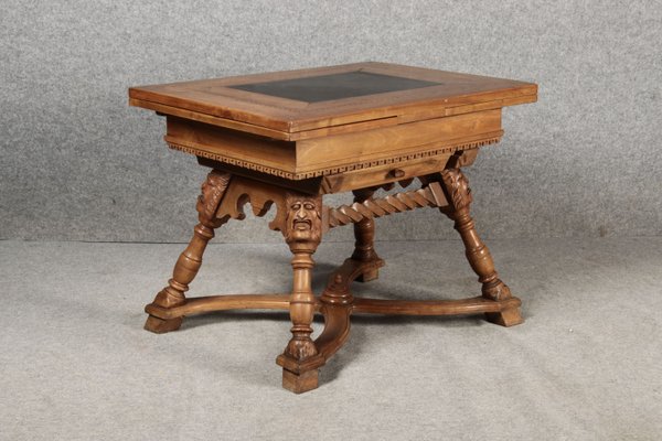 Small Antique Baroque Walnut Dining Table with Slate Top, 1850-DXD-2021911