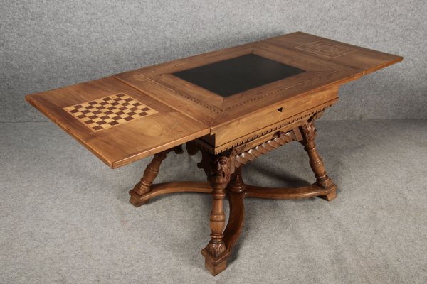 Small Antique Baroque Walnut Dining Table with Slate Top, 1850-DXD-2021911