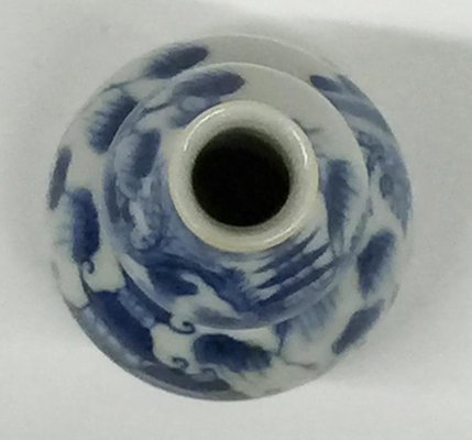 Small Antique Chinese Blue & White Double-Gourd Porcelain Vase-UCH-1224785