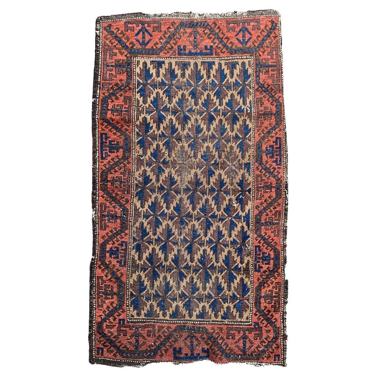 Small Antique Distressed Baluch Rug