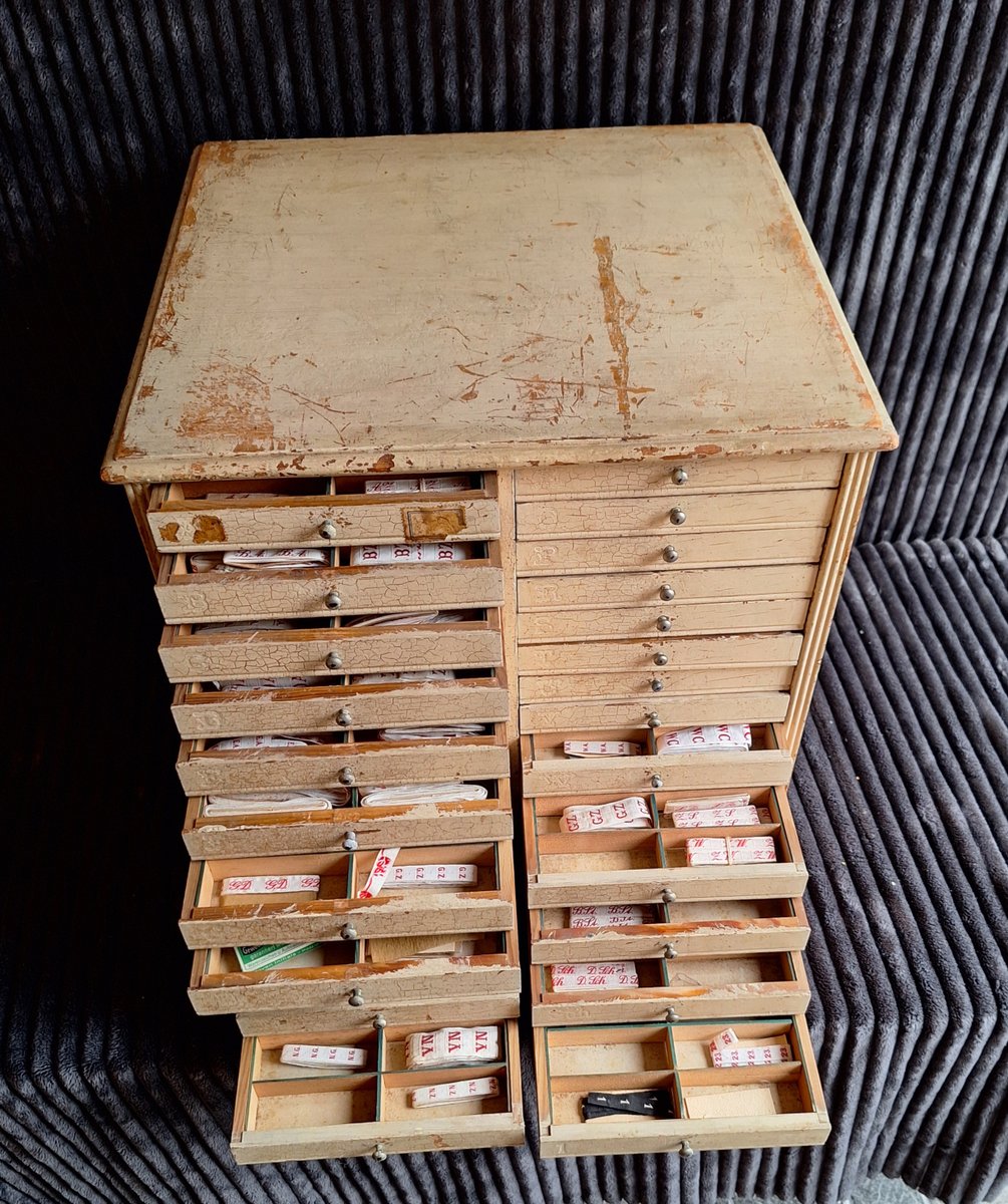 Small Antique Drawer Cabinet with 26 Drawers in Spruce, 1900s