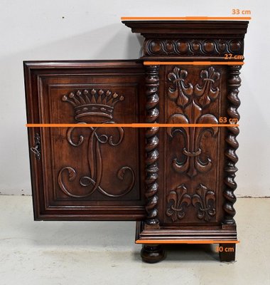 Small Antique Gothic Walnut Cabinet, 1900s-RVK-696364