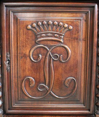 Small Antique Gothic Walnut Cabinet, 1900s-RVK-696364