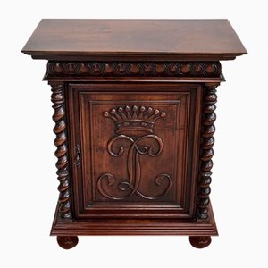 Small Antique Gothic Walnut Cabinet, 1900s-RVK-696364