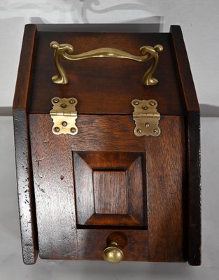 Small Antique Oak Coal Bin, England, 1900s-RVK-1422659