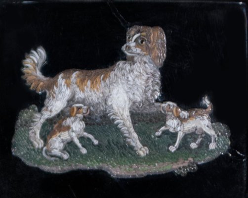 Small Antique Plate with Dogs and Puppies-ZCI-751847