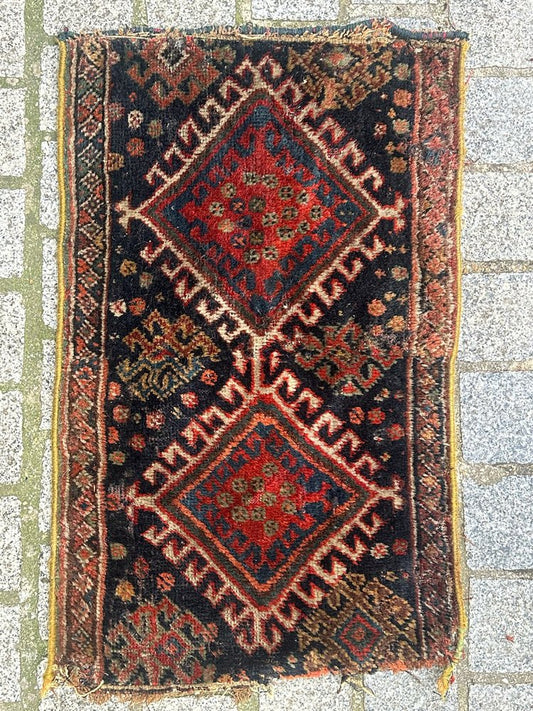 Small Antique Qashqai Fragment Rug, 1890s