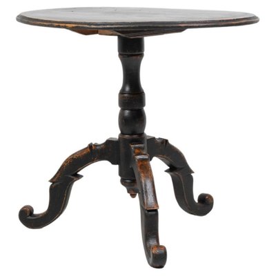 Small Antique Swedish Black Table with Tilt Top-MJF-1324628