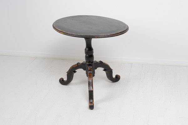 Small Antique Swedish Black Table with Tilt Top-MJF-1324628