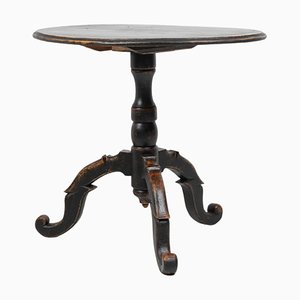 Small Antique Swedish Black Table with Tilt Top-MJF-1324628