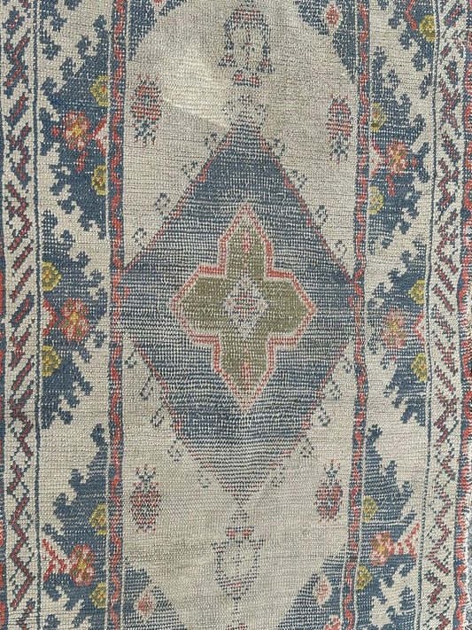 Small Antique Turkish Oushak Rug, 1890s