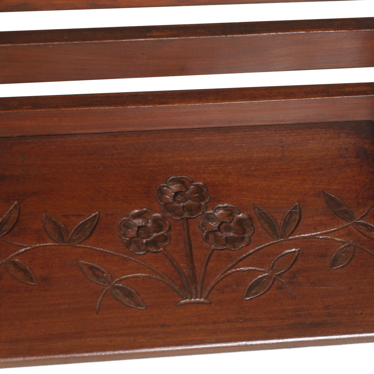 Small Antique Tyrolean Hand-Carved Walnut Wall Shelf