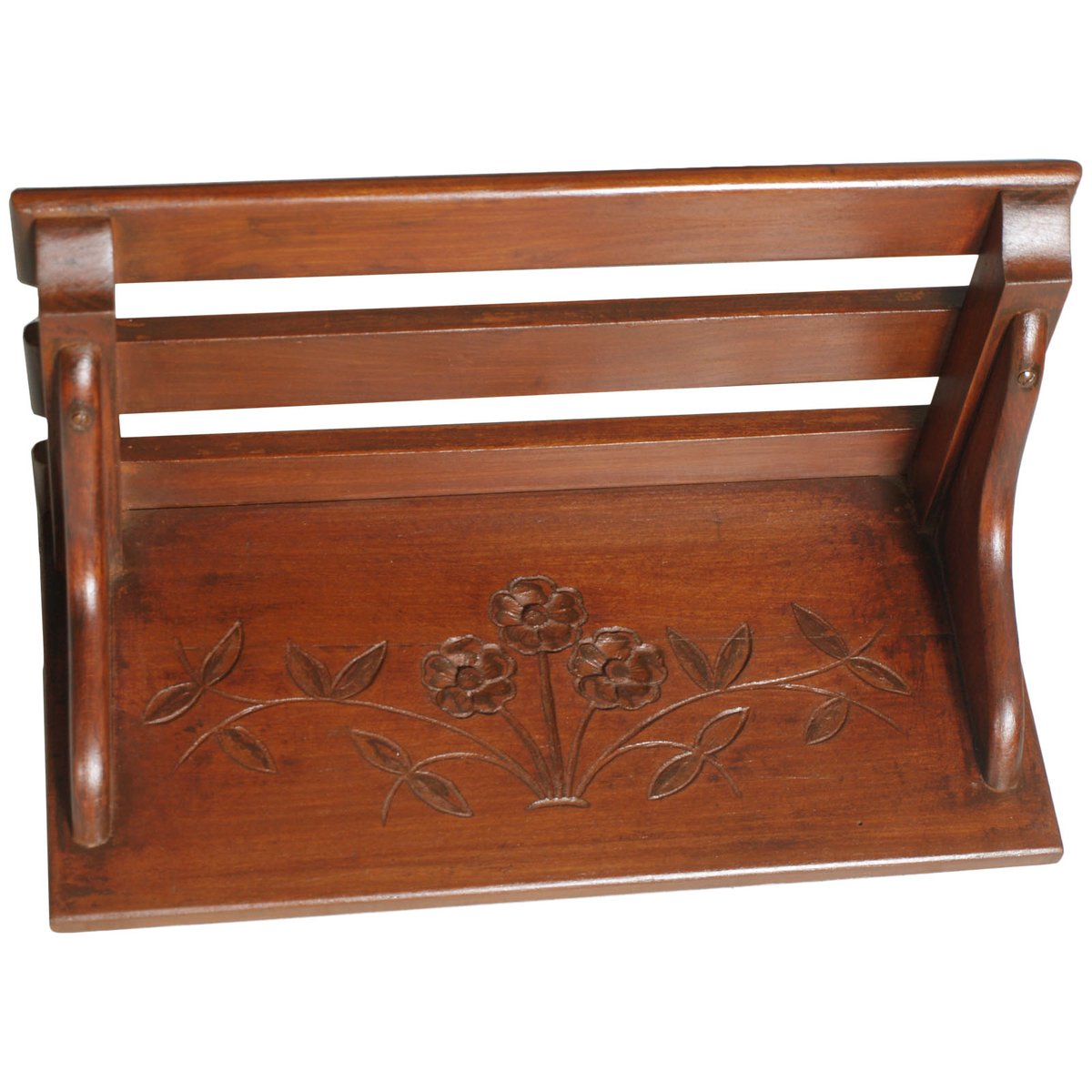 Small Antique Tyrolean Hand-Carved Walnut Wall Shelf