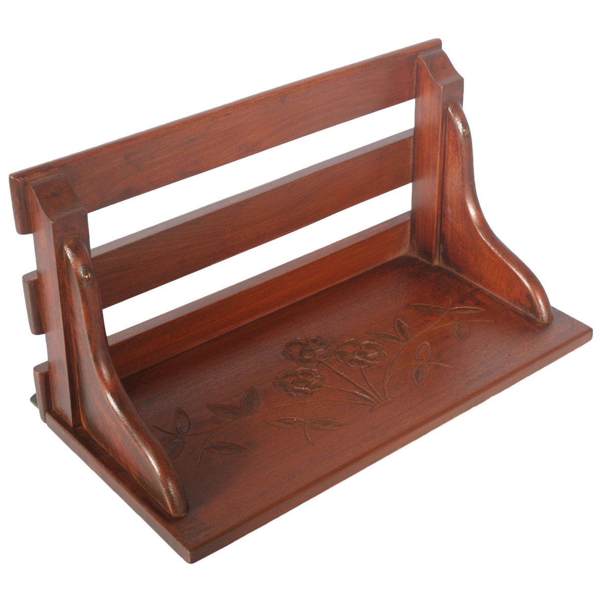 Small Antique Tyrolean Hand-Carved Walnut Wall Shelf