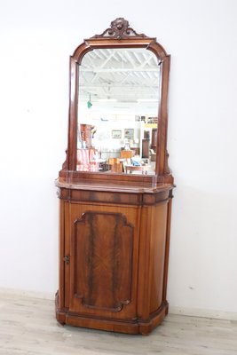 Small Antique Walnut Cabinet with Mirror, 1880s-DCO-988564