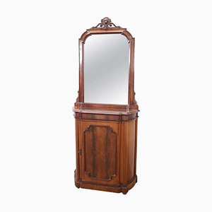 Small Antique Walnut Cabinet with Mirror, 1880s-DCO-988564