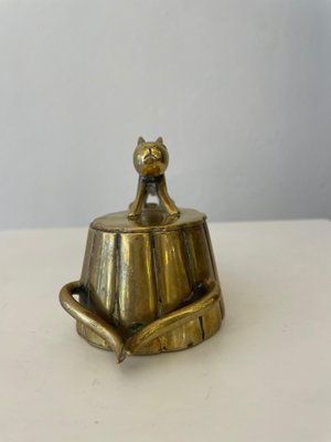 Small Art Deco Brass Cat Box by Karl Hagenauer, Austria-FGA-1002370