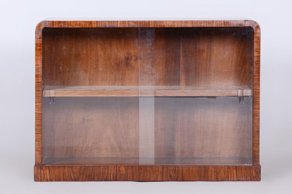 Small Art Deco Display Bookcase in Walnut and Glass, 1930s-WHY-1730576