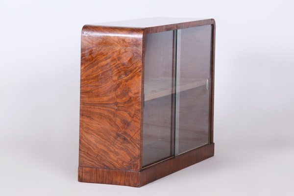 Small Art Deco Display Bookcase in Walnut and Glass, 1930s-WHY-1730576