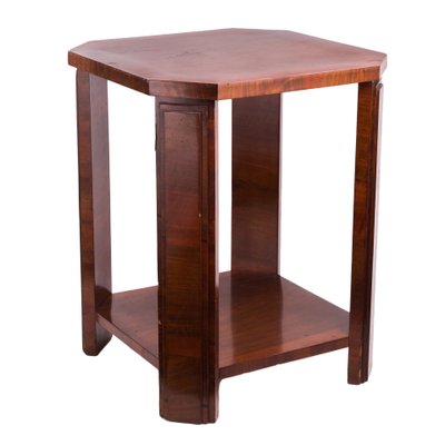 Small Art Deco Octagonal Walnut Veneer Side Table, 1930s-FSD-605618