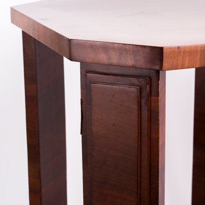 Small Art Deco Octagonal Walnut Veneer Side Table, 1930s-FSD-605618