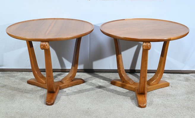 Small Art Deco Side Tables in Walnut and Merisier attributed to E.Arzani, 1930s, Set of 2-RVK-1735373