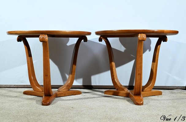 Small Art Deco Side Tables in Walnut and Merisier attributed to E.Arzani, 1930s, Set of 2-RVK-1735373