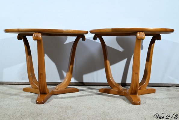 Small Art Deco Side Tables in Walnut and Merisier attributed to E.Arzani, 1930s, Set of 2-RVK-1735373