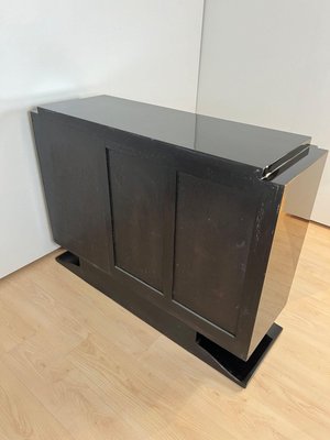 Small Art Deco Sideboard with Vitrine, Black Lacquer, Chrome, France 1930s-NNB-2036472