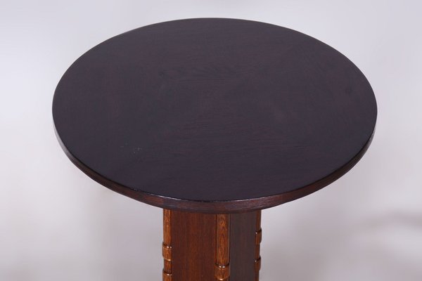 Small Art Deco Table in Oak and Brass, 1920s-WHY-1734273