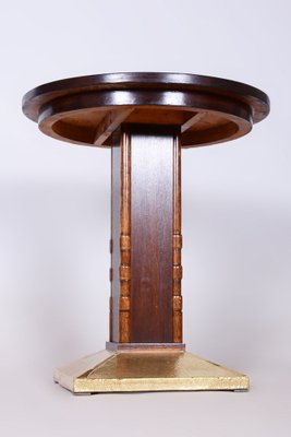 Small Art Deco Table in Oak and Brass, 1920s-WHY-1734273