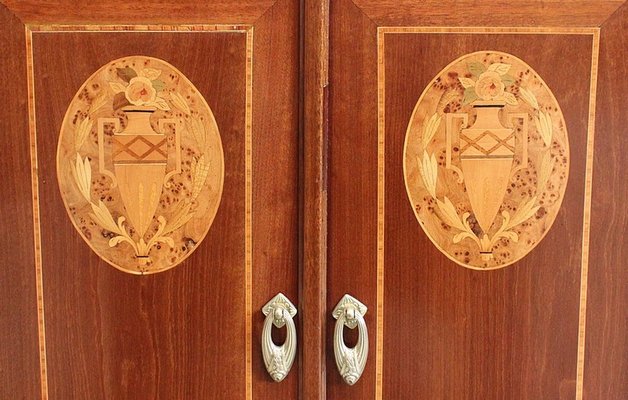 Small Art Nouveau Cabinet in Mahogany and Precious Wood, Early 20th Century-RVK-940947