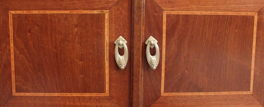 Small Art Nouveau Cabinet in Mahogany and Precious Wood, Early 20th Century-RVK-940947