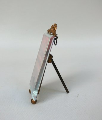 Small Art Nouveau Picture Frame in Brass & Glass Pane-EY-1737427