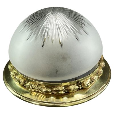 Small Art Nouveau Plafoniere Ceiling Lamp in Brass & Bronze, 1910s-JUZ-1723476