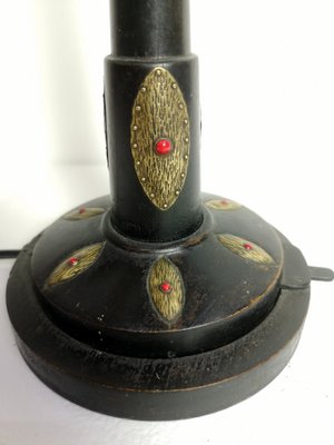 Small Art Nouveau Table Lamp With Brass and Enamel Accents, 1920s-UWE-1180528