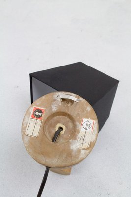 Small Artisan Wooden Wall Lamp with Black Shade, 1970s-FOH-883489