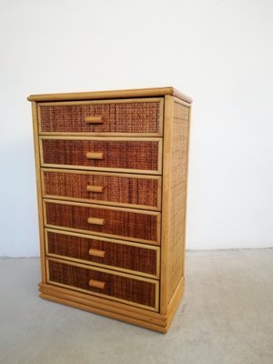 Small Bamboo & Rattan Chest of Drawers, 1970s-UIW-1210402