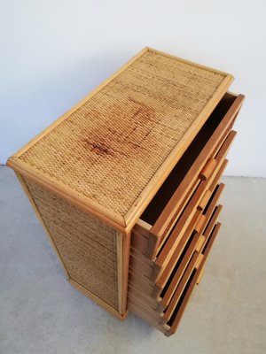 Small Bamboo & Rattan Chest of Drawers, 1970s-UIW-1210402