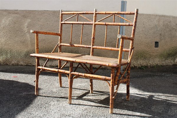 Small Bamboo Sofa with Brass, Italy, 1950s-EH-1094614