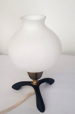 Small Black Opal Glass Table Lamp, 1950s-QDP-1396951