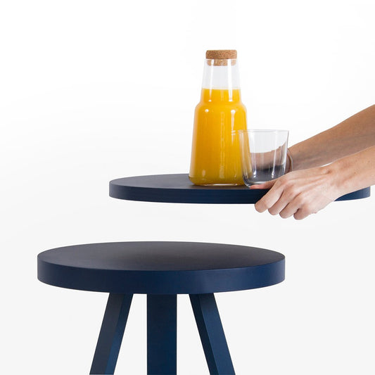 Small Blue Batea Tray Table by Daniel García Sánchez for WOODENDOT