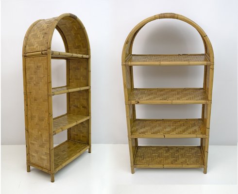 Small Bookshelves in Italian Bamboo, 1970s, Set of 2-FER-1318855