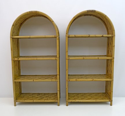 Small Bookshelves in Italian Bamboo, 1970s, Set of 2-FER-1318855