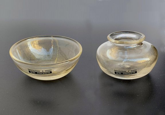 Small Bowls in Murano Glass with Gold from Arte Vetraria Muranese, Set of 2-JDR-1126281