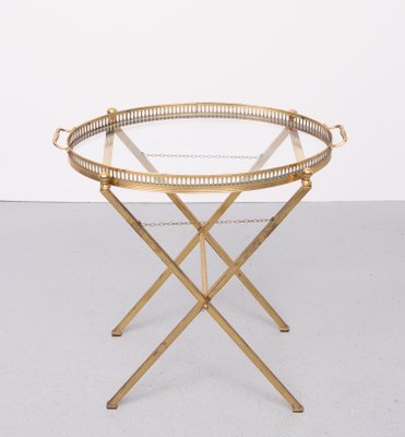 Small Brass Folding Serving Tray Table, France, 1970s-GCG-2032445