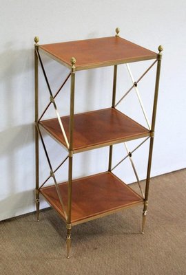 Small Brass Shelving with 3 Trays from Maison Jansen, 1970s-RVK-1060929