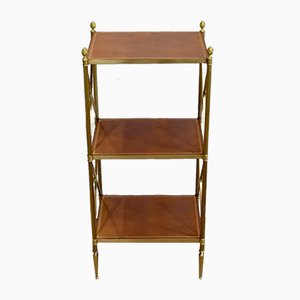 Small Brass Shelving with 3 Trays from Maison Jansen, 1970s-RVK-1060929