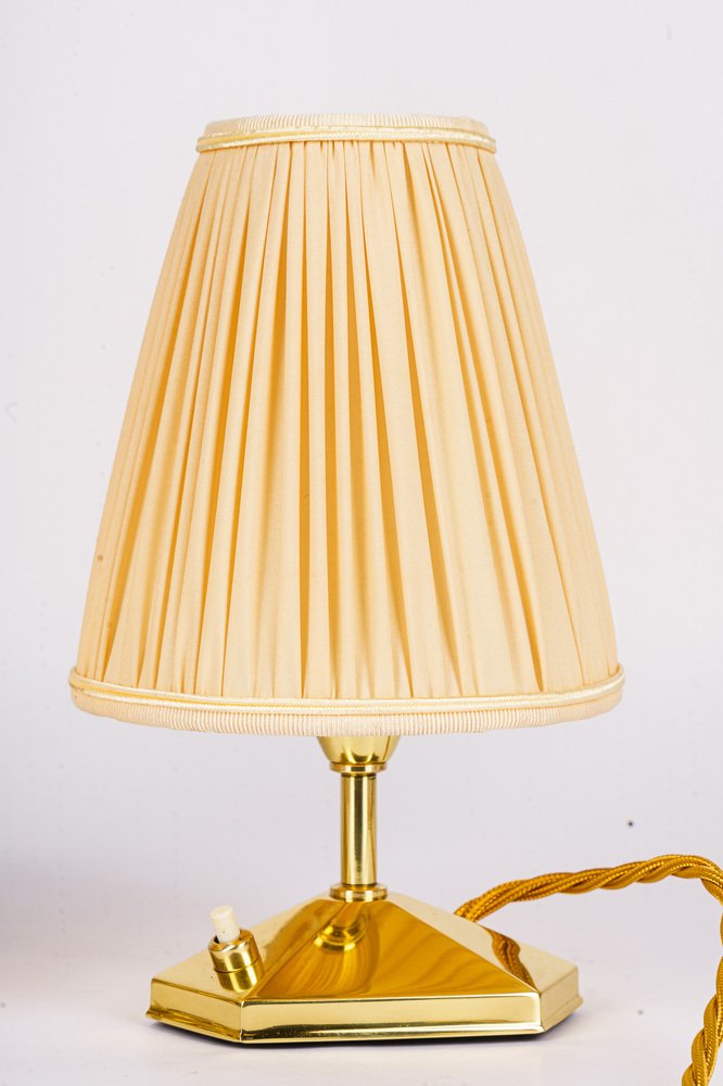 Small Brass Table Lamps with Fabric Shades, Vienna, Austria, 1960s, Set of 2