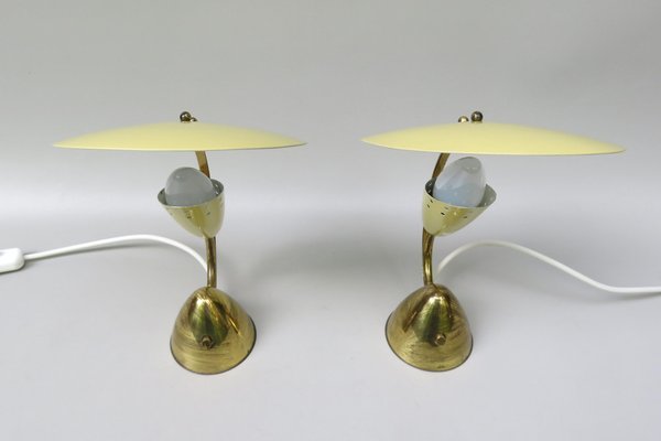 Small Brass Table Lights from Hersteller Homeshade Company Ltd, 1950s, Set of 2-EY-1763371